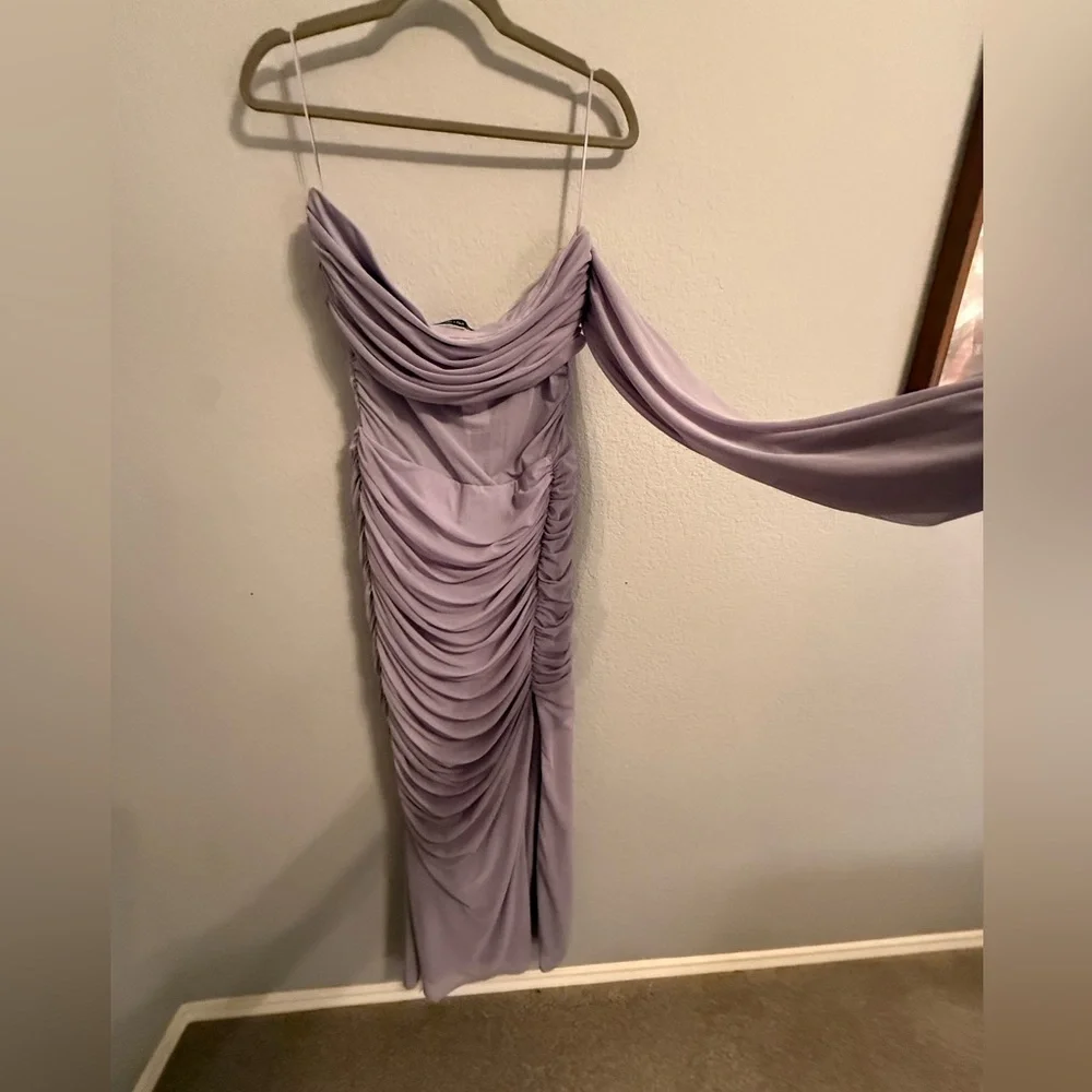 Abercrombie & Fitch Lavender Ruched One-Shoulder Formal Dress – Large Tall